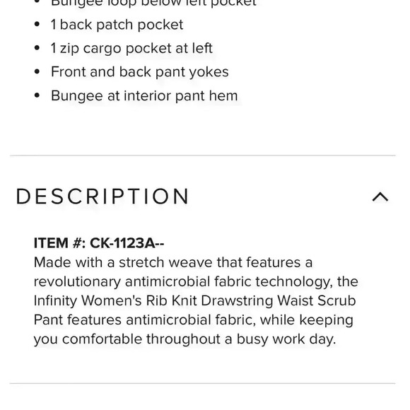 Cherokee Infinity Women’s Rib Knit Drawstring Waist Scrub Pant-Small - Picture 11 of 12